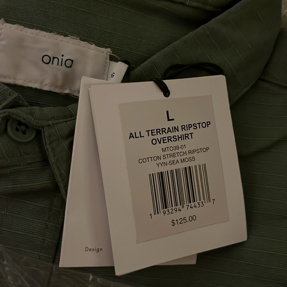 Onia All Terrain Cotton Stretch Ripstop Overshirt in Sea Moss Green Size L NWT - Picture 8 of 8